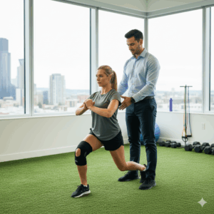 Seattle Physical Therapist guides a patient through return to sport exercises.